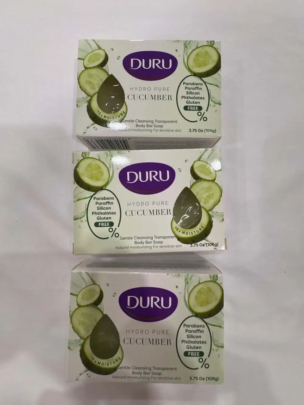 Duru Hydro Pure Cucumber Gentle Cleansing Transparent Body Bar Soap (Pack of 3)